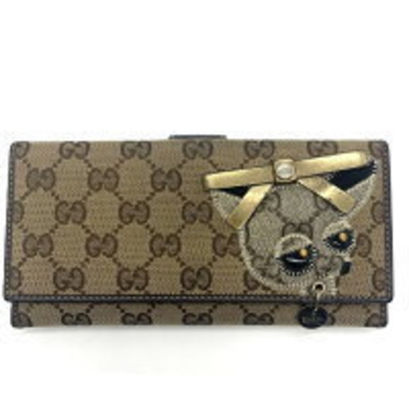 Gucci Gucci oli Chihuahua long Wallet GG canvas beige brown - Picture 1 of 6